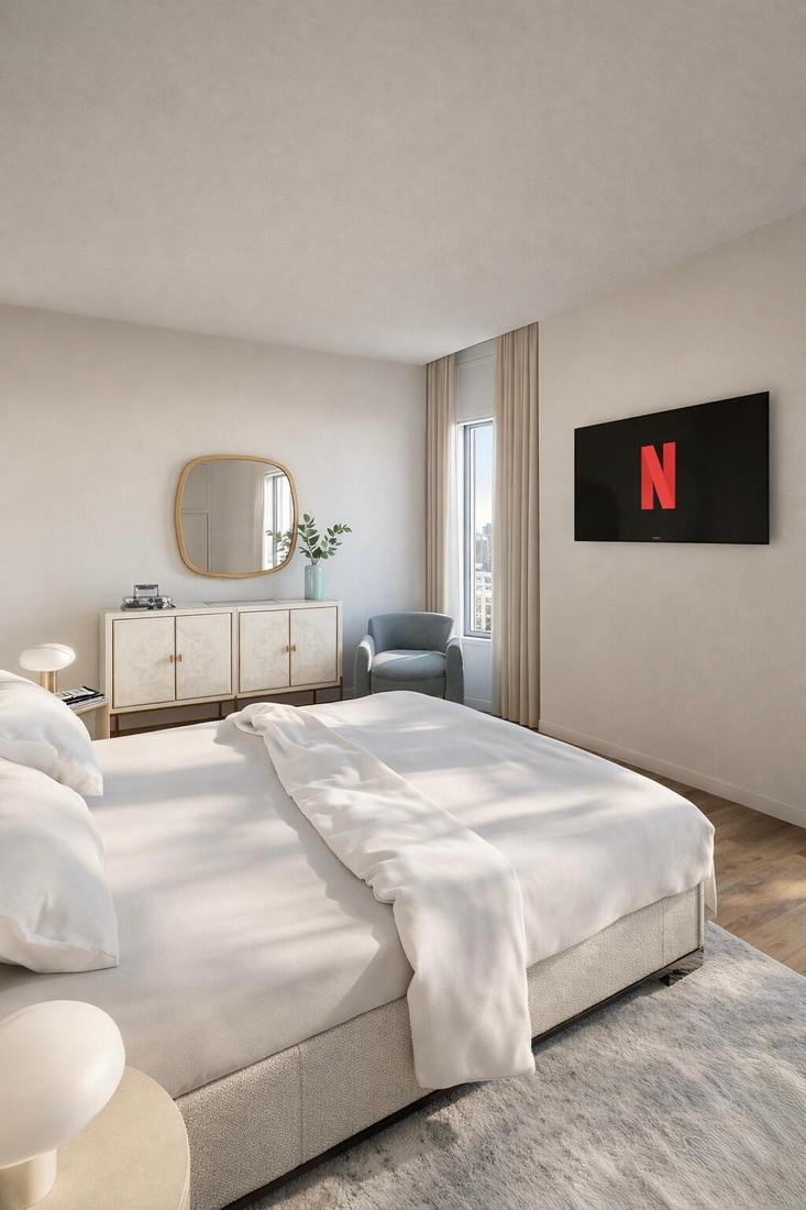 Render del soggiorno dell’Unità 01, Residenza Cerro Maggiore
